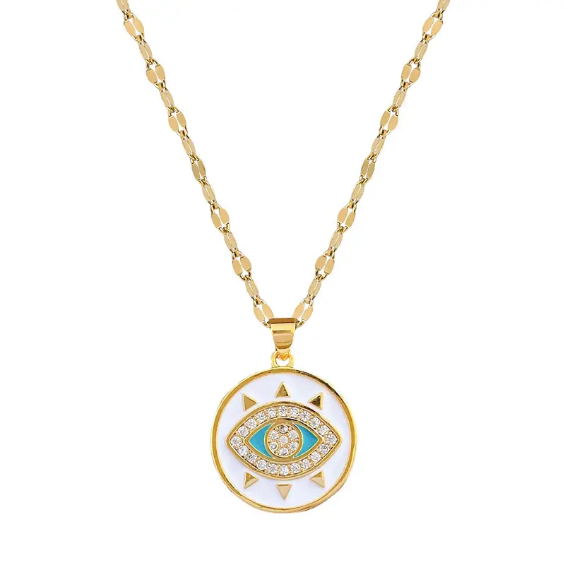 gold plated round eyes luxury stainless steel necklace for women fashion jewelry for women wedding accessories jewelry