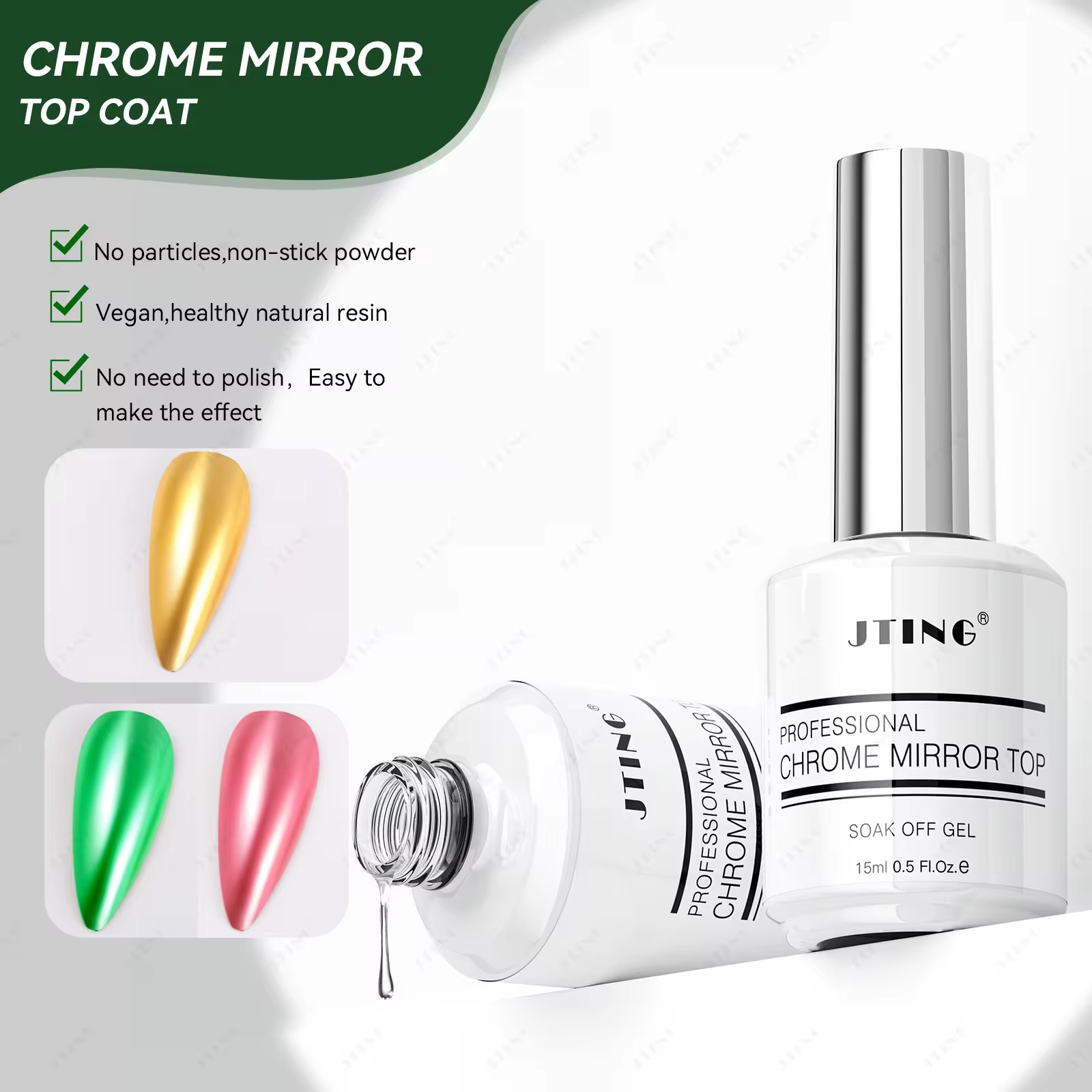 Couche de finition en poudre miroir chromée