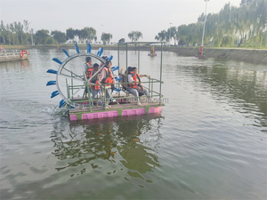 Barco de pedal de rueda de plástico, pintura de madera anticorrosión, tubo de agua de pontón respetuoso con el medio ambiente, muelle de almohadilla flotante inflable - Product Image 3