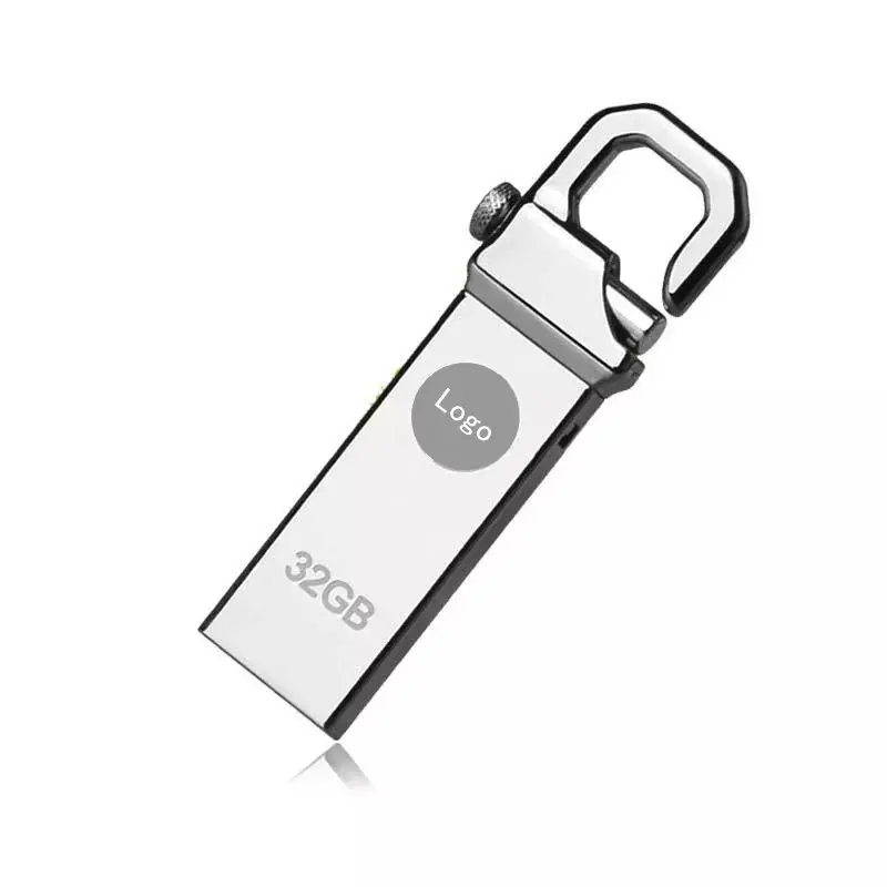 Flash Drive USB 128GB 64GB 32GB 16GB, Flash Drive Logam untuk HP dengan Gantungan Kunci 2.0 USB, Stik Memori