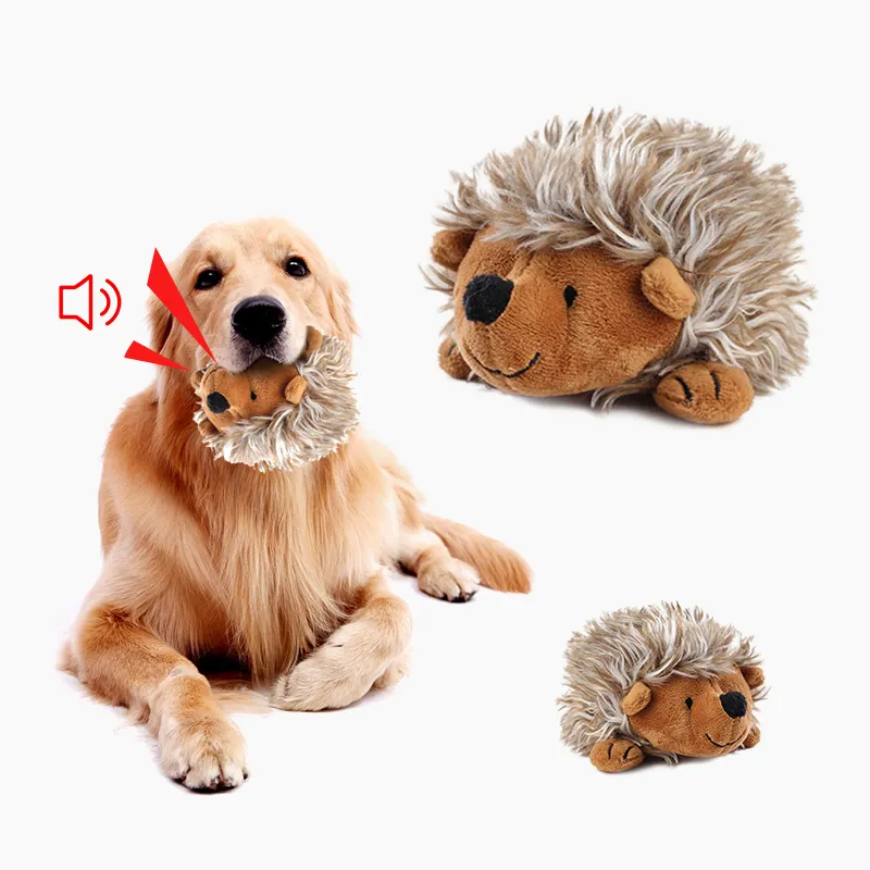 Wholesale Plush Hedgehog Stuffed Animal Toys Plush Dog Toy Pet Chew Toy for Dogs for Playing Opp Bag 10pcs Brown 15cm 45g