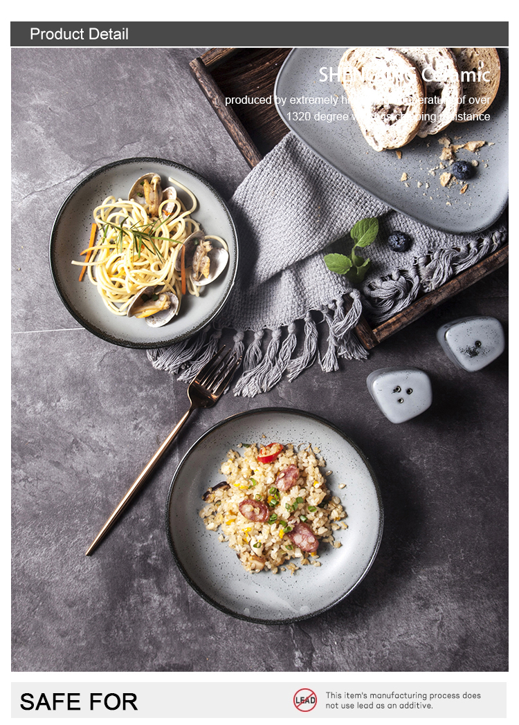 Best Stoneware Dinnerware 18cm Restaurant Ceramic Plate Grey