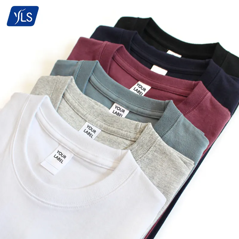 YLS 265 g 9,3 Unzen nahtloses T-Shirt aus Bio-Baumwolle OEM Großhandel Hochwertige benutzer definierte Grafik Logo Schwere Baumwolle Weiß T-Shirt Männer