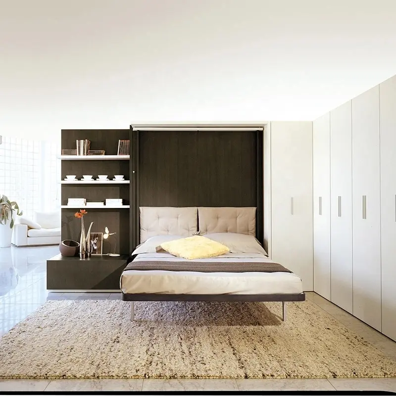 NOVA Modern yatak odası mobilyası duvar ünitesi kral Murphy yatak duvara monte katlanır yatak ile sergileme rafı