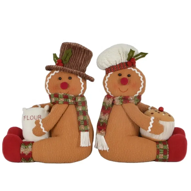 2024 juego de regalo de Navidad único sentado hombre de jengibre juguete de peluche decoración de pan de jengibre decoraciones de Navidad decoración del hogar