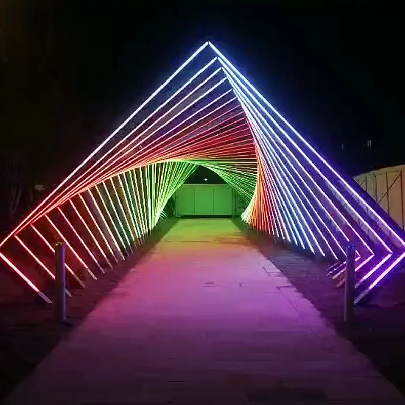 Interaktive RGB-Dekoration Weihnachten führte große 3D-Tunnellicht dekorative Bogen motiv Licht