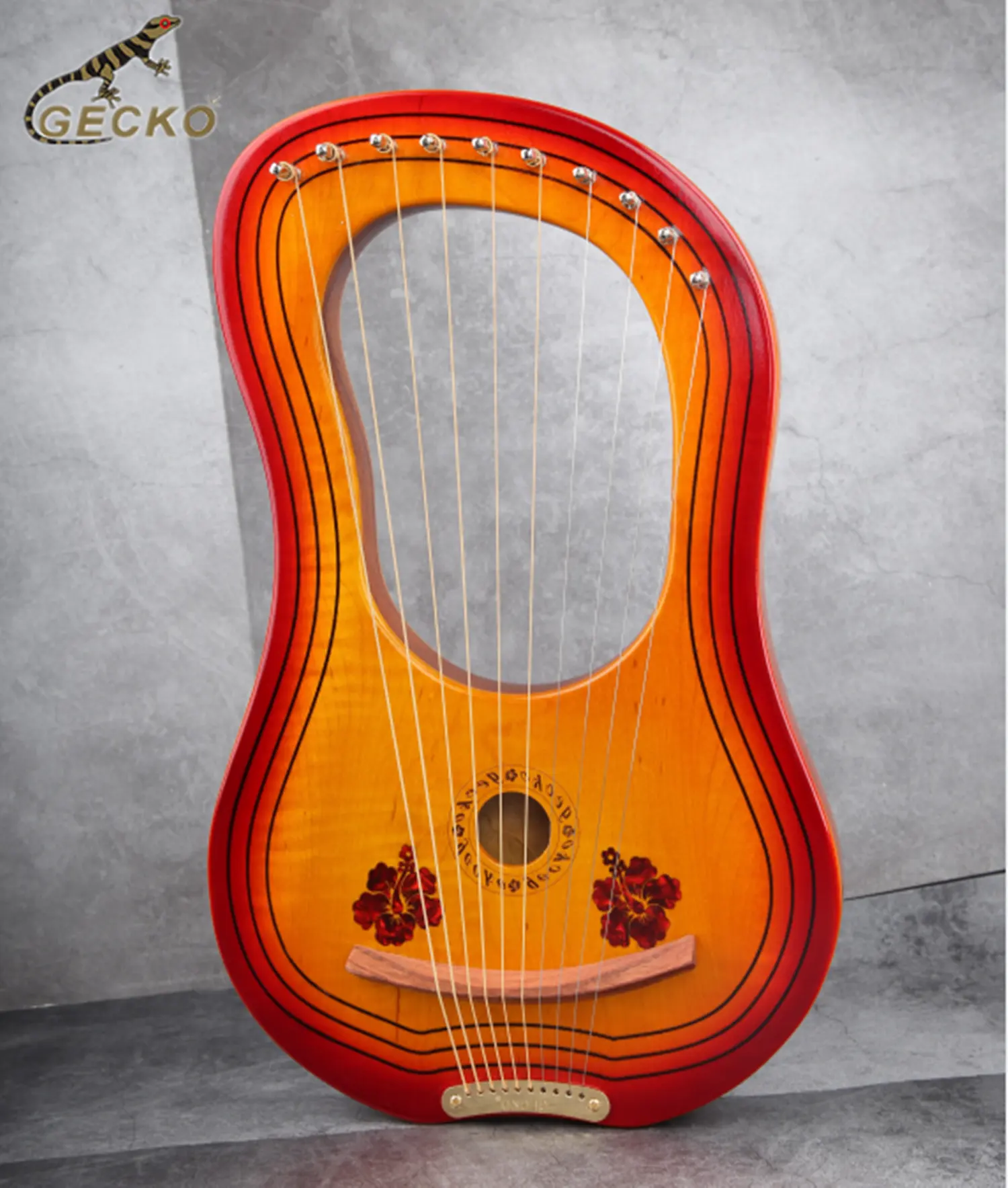 GECKO GK-10MC Harpa de alta qualidade artesanal de 10 cordas Grécia Antiga Harpa de madeira de bordo canadense lira