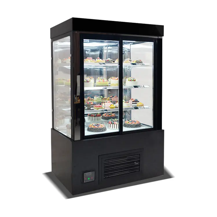 Holesale-nevera para exhibición de pasteles, congeladores para supermercado, color negro