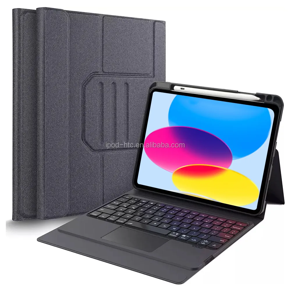Casing Kulit PU Keyboard untuk Tablet iPad 10th 10.9 2022, Casing Keyboard Trackpad Ajaib Magnetik Portabel Penjualan Laris