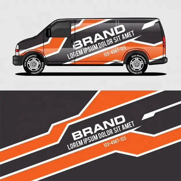 Envoltura de coche para vehículo, diseño de pegatina gráfica, impresión personalizada, logotipo de marca comercial, camión, furgoneta, envoltura de vinilo para coche, pegatina, publicidad comercial