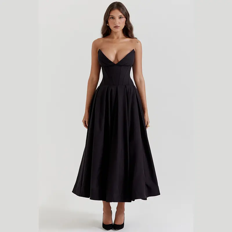 Vestido de banquete de fiesta de lujo para mujer sin tirantes princesa una línea vestidos largos de graduación túnica femenina vestido Formal vestidos de baile 2760