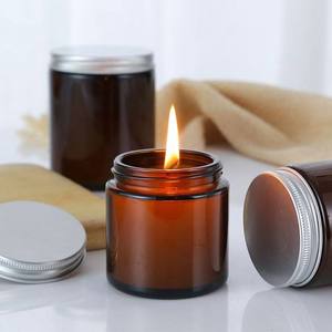 Geniş ağız aromaterapi düz taraflı balmumu mumluk mum kavanoz cam kavanoz zihinsel kapaklı