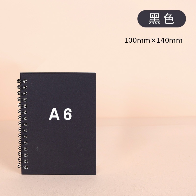Cahier à spirale A6 couvert de noir