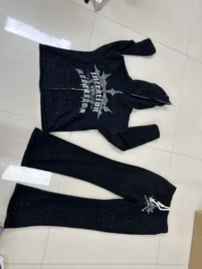 Biểu Tượng Tùy Chỉnh Axit Rửa Sạch Sweatsuit Mặt Trời Faded Vintage Tracksuit Thạch 480 GSM Zip up Hoodie Set Axit Rửa Tracksuit - Product Image 3