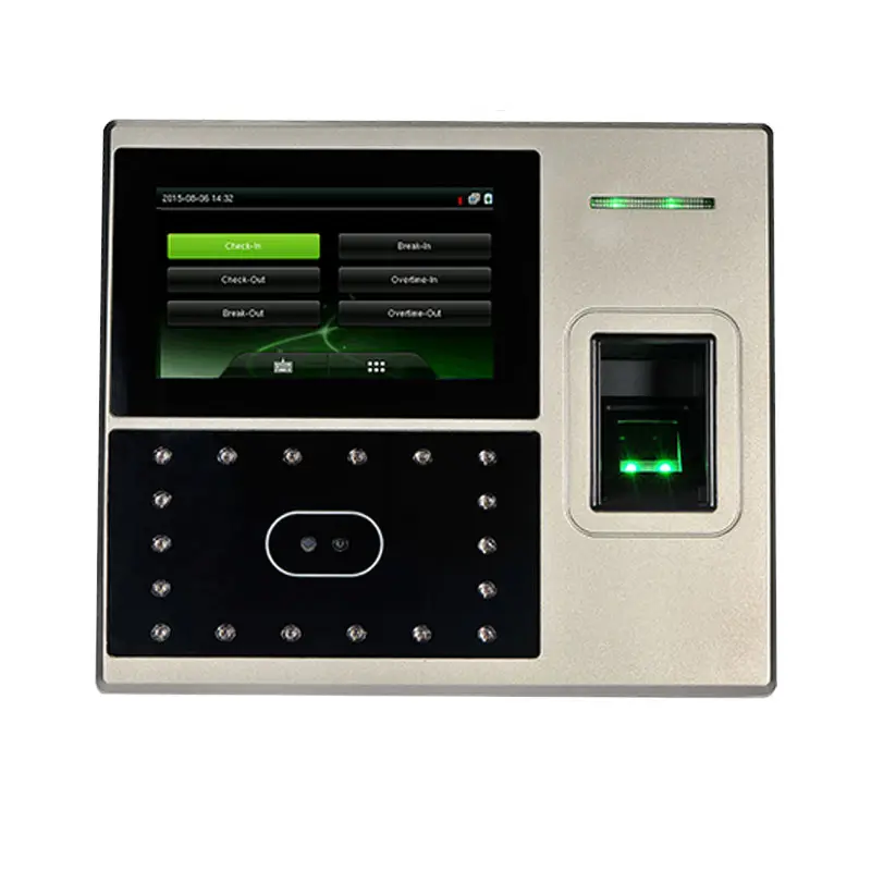 Биометрические часы для распознавания лица, времени посещаемости с идентификационной картой ZK uFace800, система контроля доступа к двери со сканером отпечатков пальцев