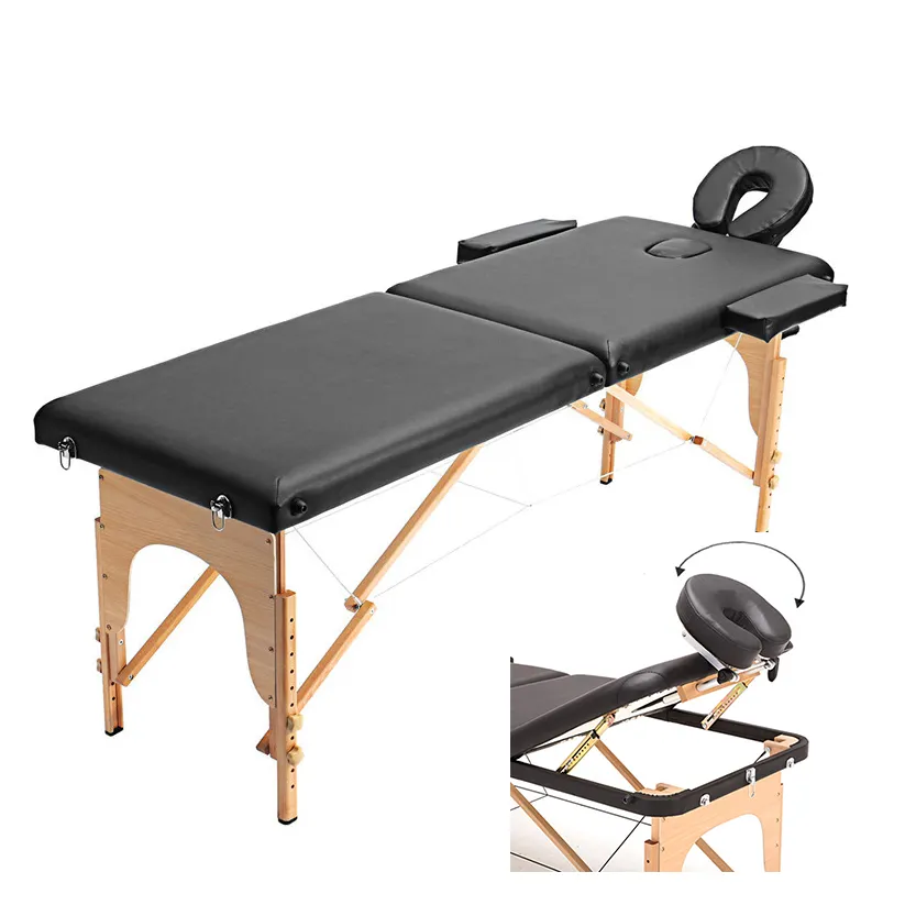 Cama de masaje móvil multifuncional para fisioterapia, cama de masaje plegable de madera PU para pies de China