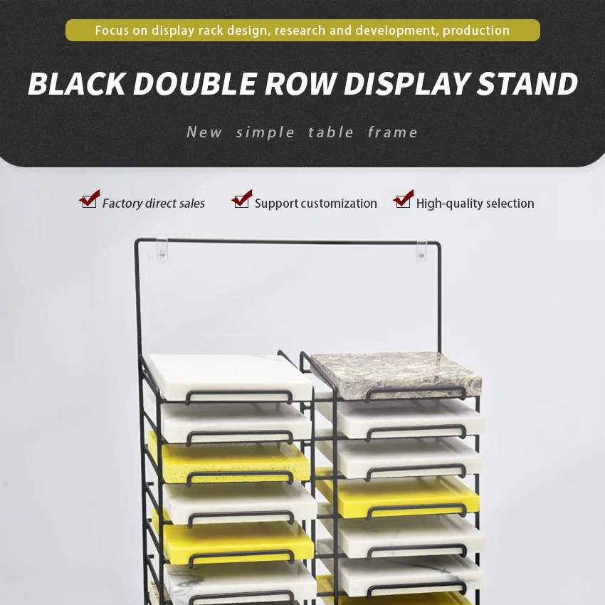 Factory Wholesale Double Side Custom Metal  Stone Sample Display Ceramic Tiles Sample Display Stand