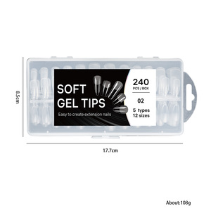 5 <strong>in</strong> <strong>1</strong> 240pcs/box Transparent Matte Scratch Full Cover French Short Medium Length Soft Gel Nail <strong>Tips</strong> - Product Image 1