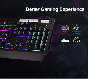 OEM 104-Key RGB Rainbow Backlit Membrane Gaming <strong>Keyboard</strong> with Palm Rest Custom LED RGB Full Size Gaming <strong>Keyboard</strong> with Knob - Product Image 4