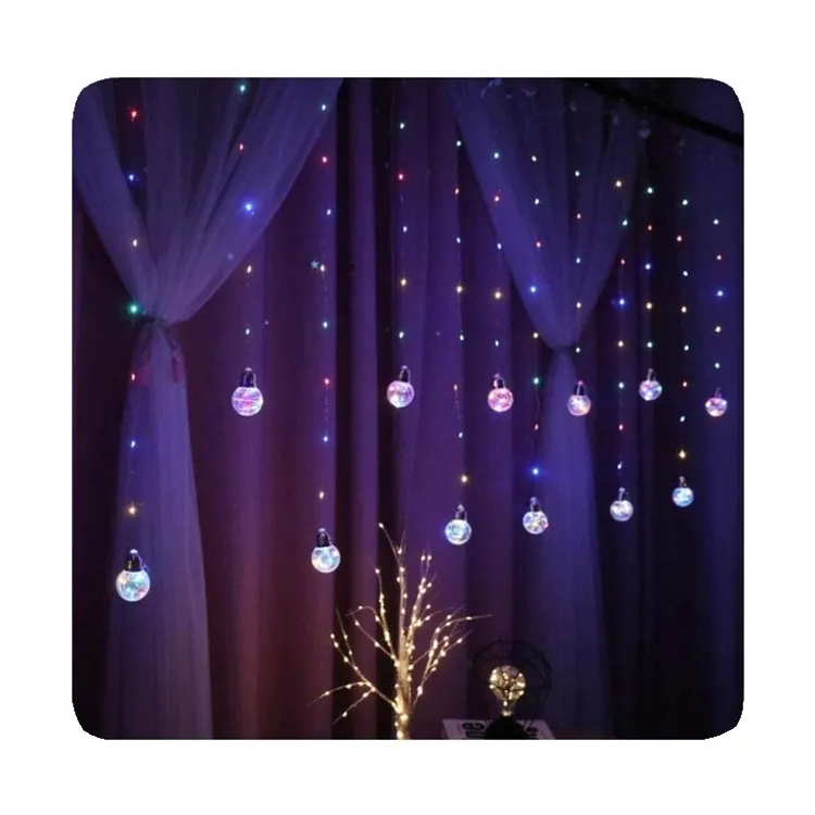 Nueva venta al por mayor 3,5 M 108LED Navidad deseo bola luz habitación decoración Interior boda fiesta cumpleaños LED cortina luz 2024