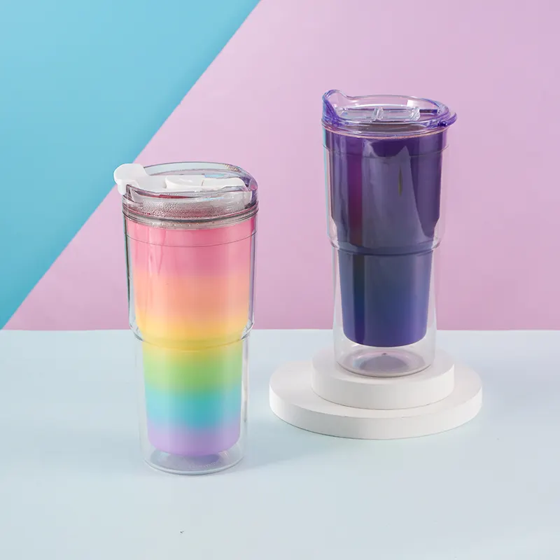 Gobelet en plastique à double paroi Tasse magique Tasses à couleur changeante