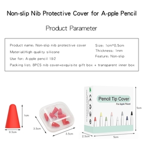 ยางซิลิโคน 8 in 1 ชุดปากกา Nibs เปลี่ยนฝาครอบปากกาเคล็ดลับสําหรับดินสอ Apple 1/2 ปากกาสไตลัส - Product Image 4