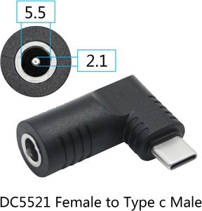 Right Angle DC <strong>5521</strong> <strong>to</strong> <strong>USB</strong> C Connector Adapter, 90 Degree PD 65W DC 5.5mm X 2.1mm <strong>to</strong> <strong>USB</strong> Type C Male Plug Power Charge Adapter - Product Image 4