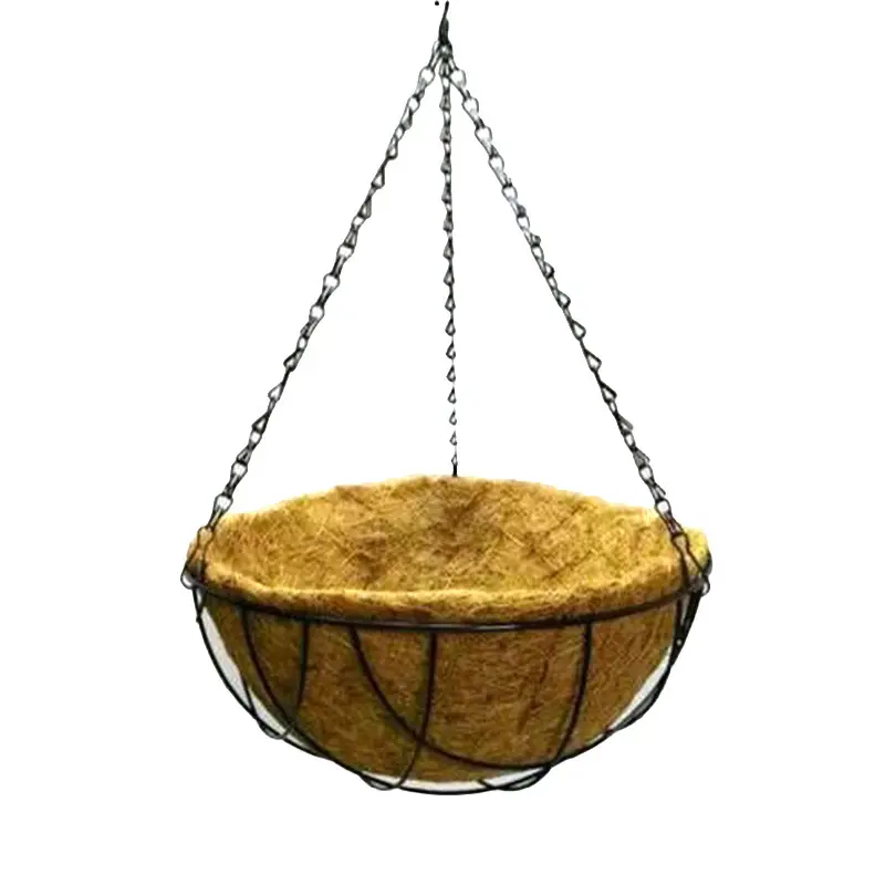 Wholesale Spherical Hanging Basket Coconut Brown Material Home Wall Hanging Coconut Palm Flower Basket