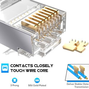 1 takım = 50 adet CAT7 RJ45 konnektör 1.5mm geçmesine modüler fiş STP demir kristal başlık ile 50 adet kırmızı gerginlik Reief çizmeler - Product Image 5