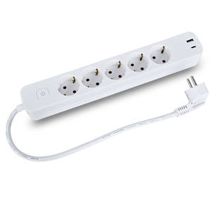 Enchufe de extensión de tira de alimentación multifuncional de escritorio con estándares de la UE con puertos USB 5 tomas de corriente - Product Image 1