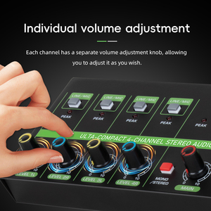 Professional Hi-Fi 4 Channel Stereo Audio <strong>Mixer</strong> 4 in 1 Output Low Noise Line Microphone <strong>Mixer</strong> with Type-C Power Supply - Product Image 5