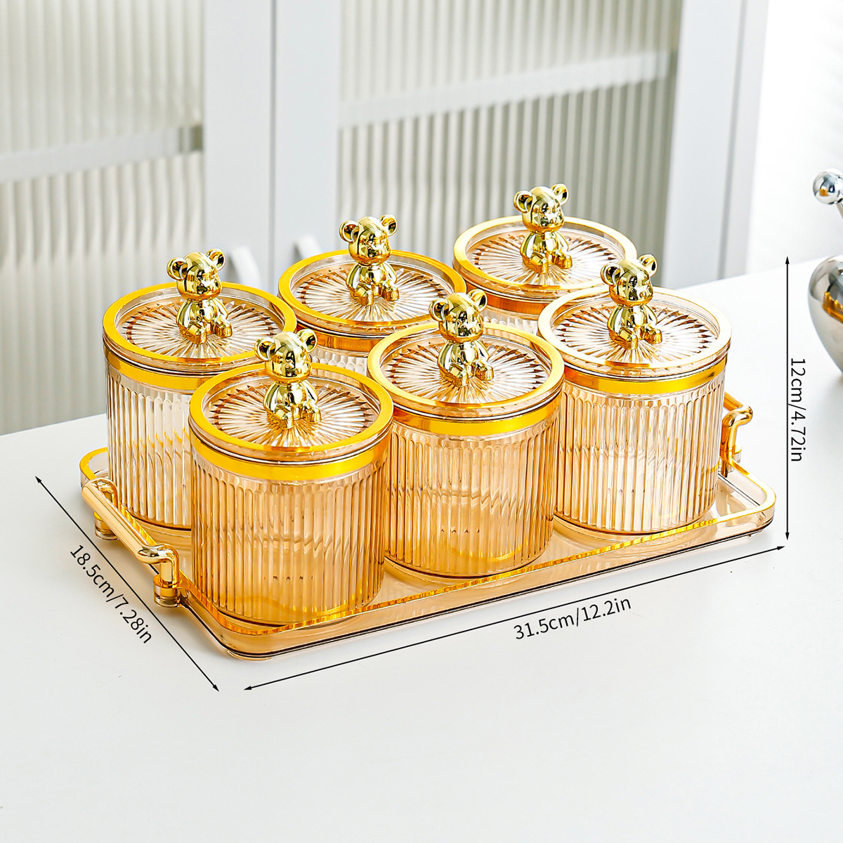 Amber 6-jar Golden Bear Tray Sealing Container
