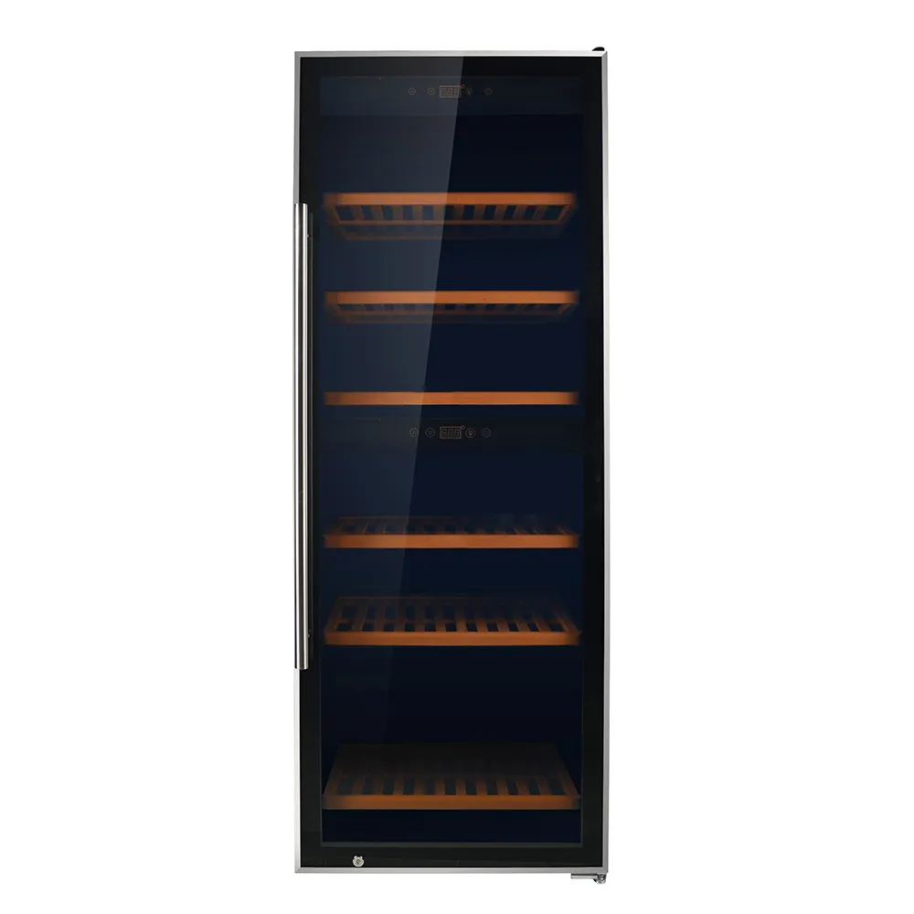 Sunnai OEM porta Full Glass Freestanding alto grandi bottiglie 126 doppia zona Wine Cooler frigorifero