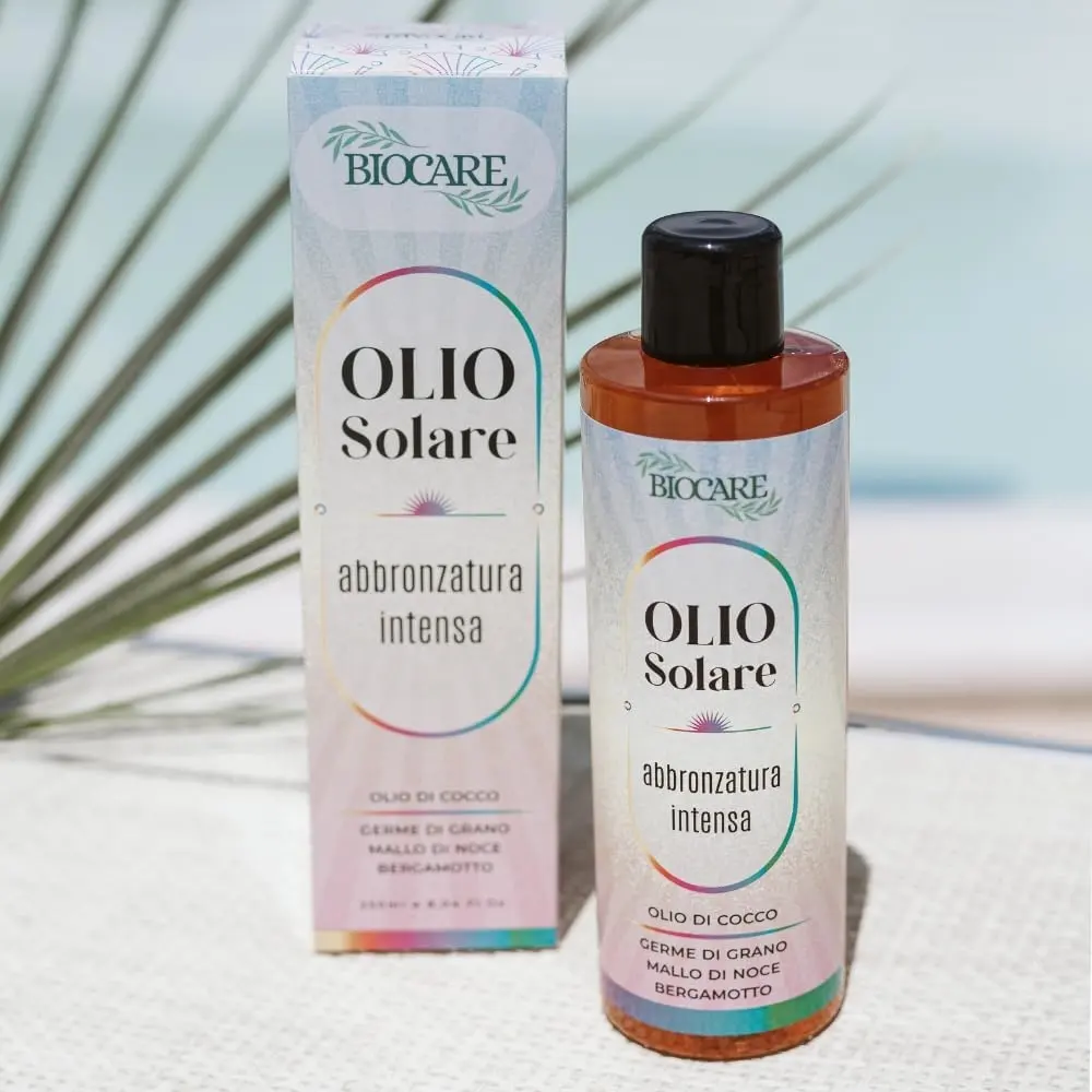 SUN OIL Aceite solar de bronceado intenso para hidratar la piel facilitando un bronceado natural 250 ml Biocare Made in Italy de alta calidad