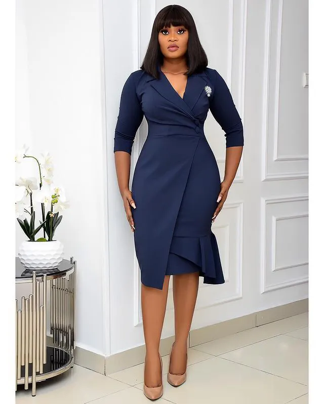 H & D-vestido plisado ajustado para mujer, vestidos de negocios africanos, trajes elegantes de oficina