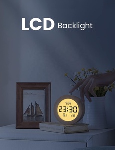 Large Display Desktop Table Time Temperature Date LCD Digital Desk Alarm <strong>Clock</strong> <strong>With</strong> Real Bamboo Frame - Product Image 2