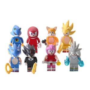 8ピース/セットソニックビルディングブロック<span class=keywords><strong>PVC</strong></span>おもちゃ卸売漫画レンガおもちゃキッズギフト用