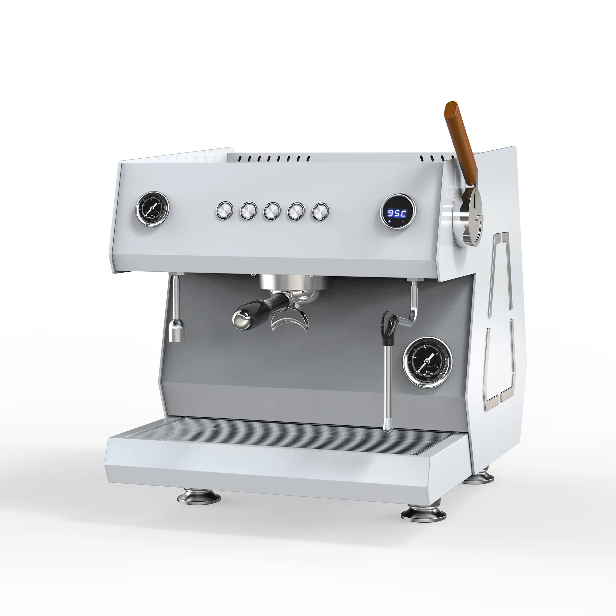 2024 Nieuwe Hot Selling Professionele Witte Kleur Automatische Commerciële Koffiemachine Espresso Koffie Met Stoomhendel
