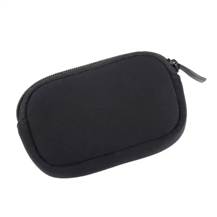 Bolsa organizadora universal negra con logotipo personalizado de alta calidad, bolsa de neopreno con cremallera, fabricación impermeable, Mini bolsa de transporte suave