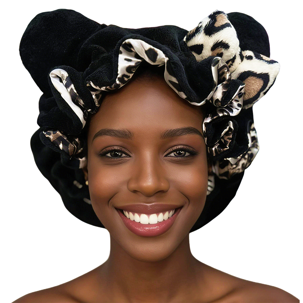Peluche negro + satén leopardo