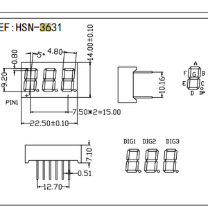 Source Factory Custom 0,36 Zoll Common Cathode Anode 7-Segment-LED-Anzeige 3-stellige LED-Digitalrohr-Segment anzeige - Product Image 3