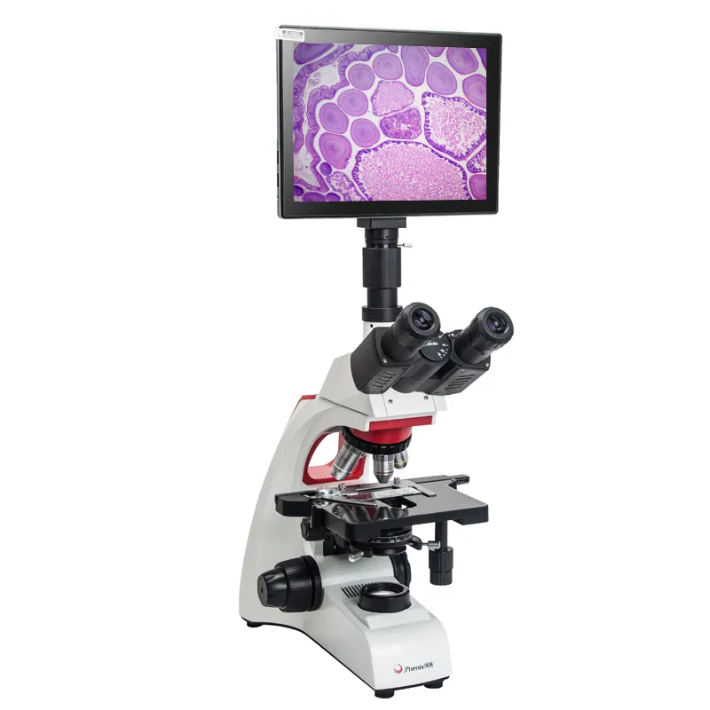 病院検査室臨床用フェニックス三眼生物学的9.7インチLCDデジタル顕微鏡