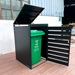 Yüksek kaliteli 240L çöp tenekesi kapak 3 dış depolama kova kapakları dış mekan kullanımı için Metal çelik WPC çöp kutusu ile satılık - Product Image 6