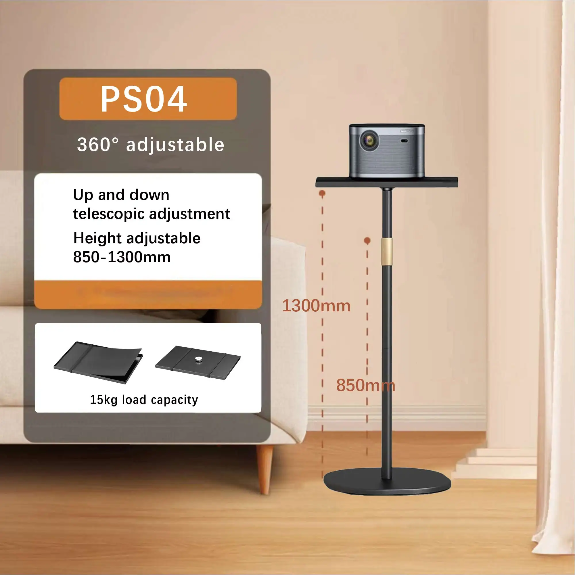 Support de projecteur universel de haute qualité à 360 degrés, support de projecteur Portable réglable avec plateau