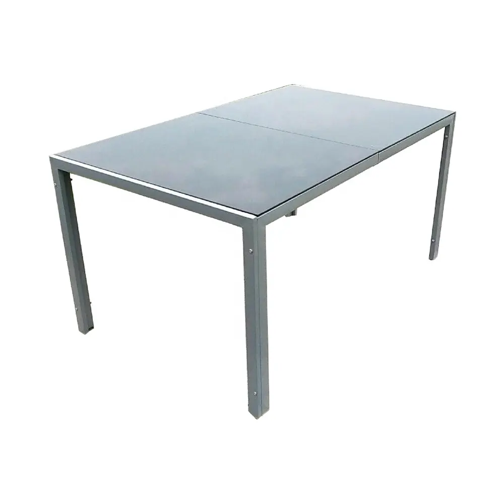 Mesa de cristal con marco de acero para jardín, mesa de cristal para exteriores, precio barato, 2021