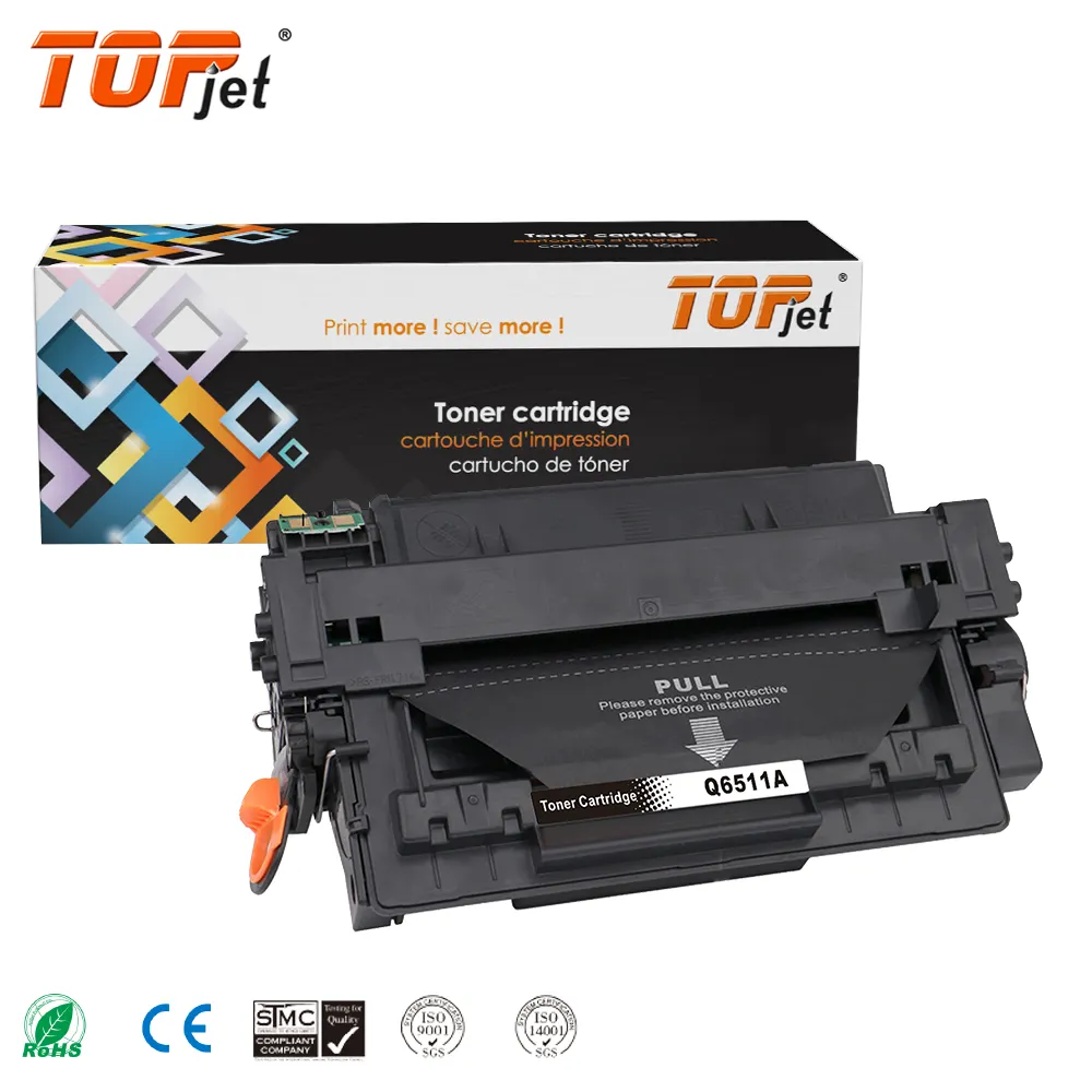 HP 레이저젯 2420 2420d 2420n 2420dn 2420dn 2430 레이저 프린터와 호환되는 칩이있는 Topjet Q6511 Q6511 11A 프리미엄 토너 카트리지