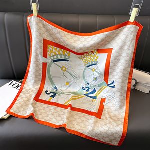 Women's Versatile Professional Printed <strong>K</strong>-Style <strong>Small</strong> Square Shawl New Simulated Silk Scarf for Summer Sun Protection Polyester - Product Image 5
