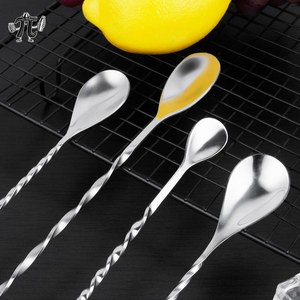 Thép Không Gỉ Tái Sử Dụng Thân Thiện Với Môi Bền Chống Trượt Dài Xử Lý Thanh Muỗng Với Mô Hình Xoắn Ốc Cho Cocktail Khuấy - Product Image 3