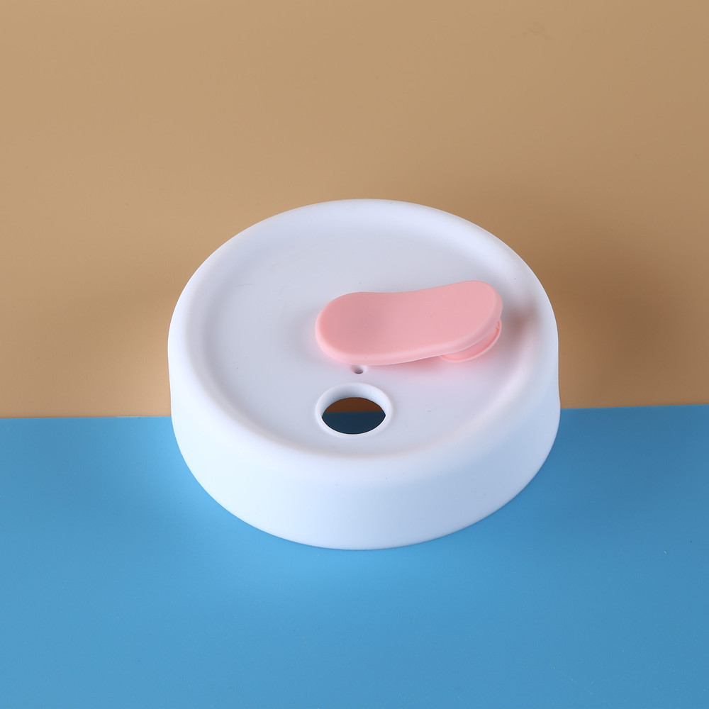 Couvercle de tasse blanc - bouchon rose