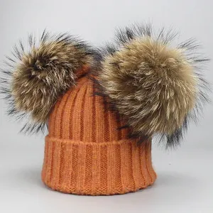 Faux fompom fompom כדור עם לולאה אלסטי עבור קליפ סריגה beanie